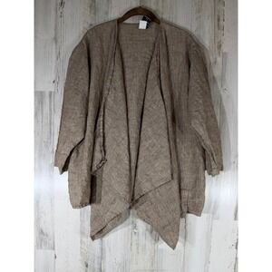 La Fixsun Linen Open Front Cardigan Size Small Light Brown Waterfall 3/4 Sleeve